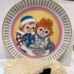 Raggedy Ann and Andy Birthday Plate